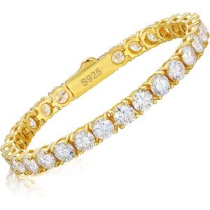 Certified 15 ct Diamond Moissanite 18k Tennis Bracelet